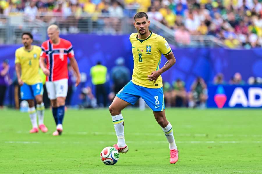 Bruno Guimaraes in action for Brazil Bruno Guimaraes in action for Brazil