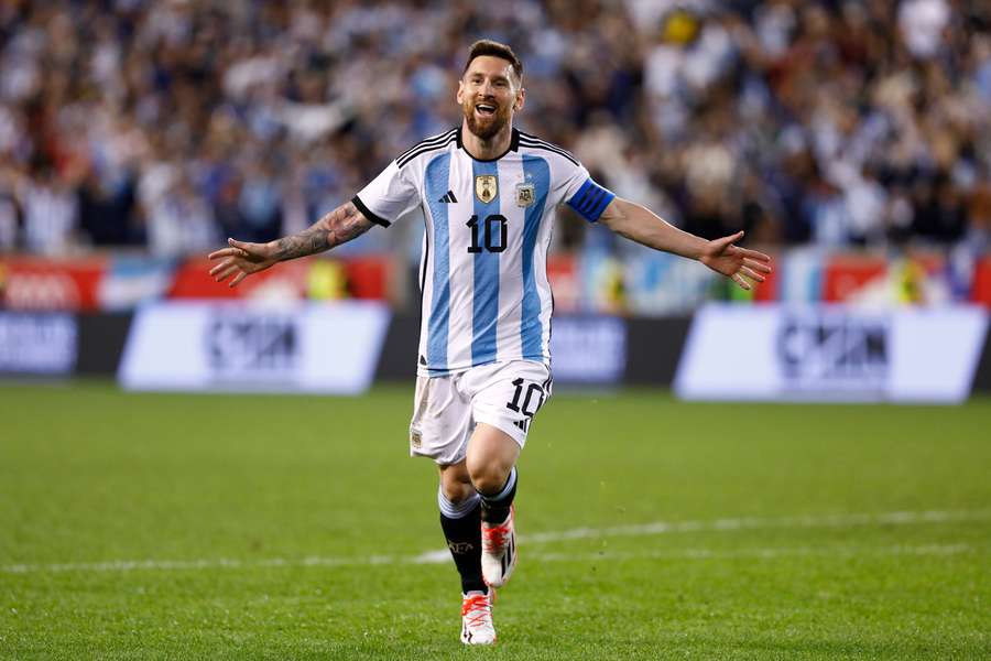 Messi celebra un gol en el Mundial