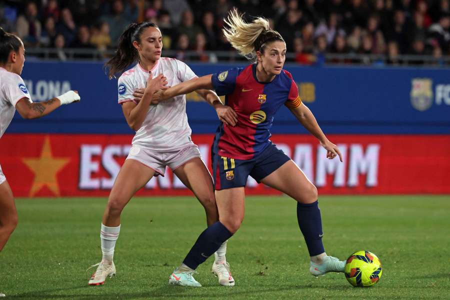Archive photo of Barcelona's Alexia Putellas competing for the ball against FC Levante Badalona last month