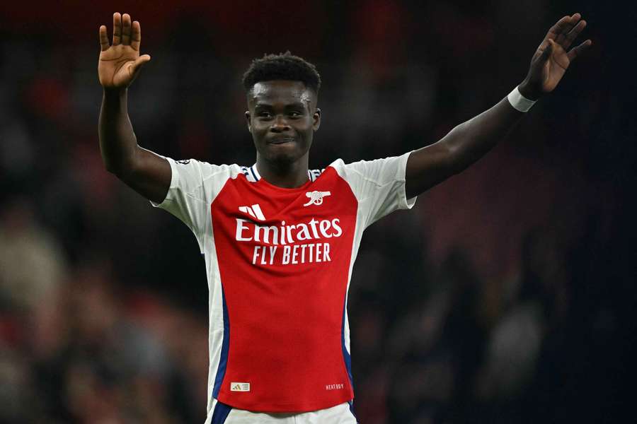 Bukayo Saka en su gol contra el Fulham la semana pasada.