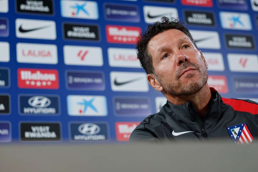 Diego Simeone speaks during a press conference