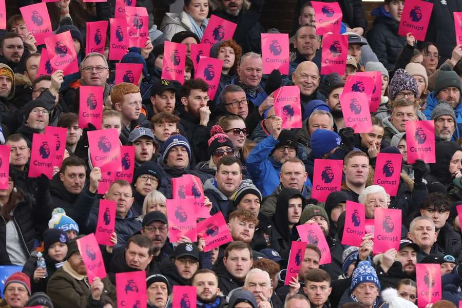 Protesten van Everton-fans afgelopen weekend Protesten van Everton-fans afgelopen weekend