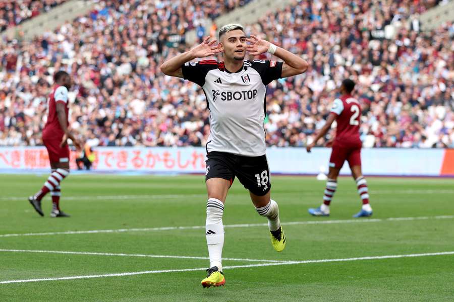 Fulham's Andreas Pereira celebrates scoring his team's second goal