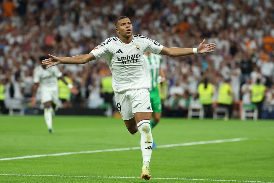 Kylian Mbappe scored his first LaLiga goals in Real Madrid's win on Sunday