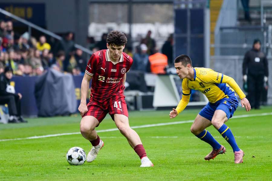 Mikel Gogorza and Brondby's Oliver Villadsen battle for the ball last season Mikel Gogorza and Brondby's Oliver Villadsen battle for the ball last season