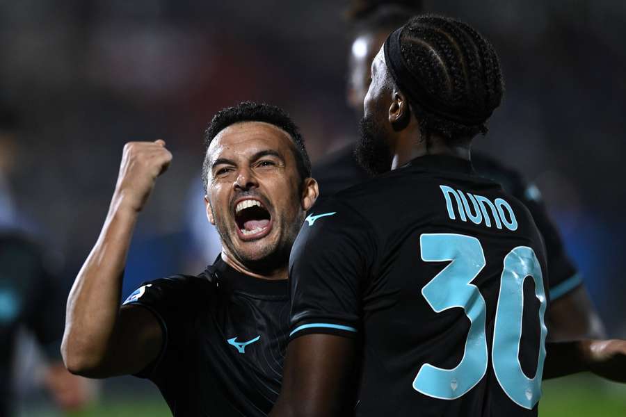 Lazio's Pedro celebrates a goal