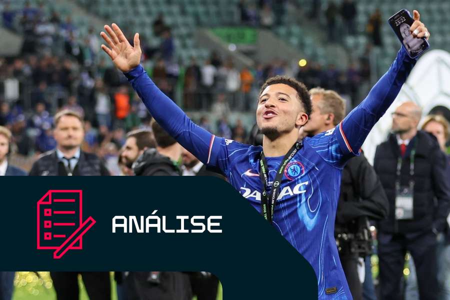 Jadon Sancho após a vitória do Chelsea na final da Liga Conferência sobre o Betis