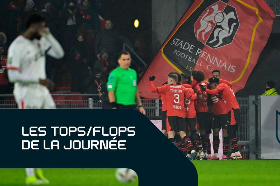 Rennes célébrant contre Nice. 