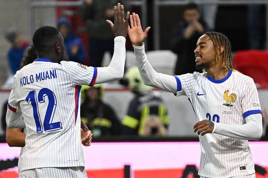 Randal Kolo Muani et Bradley Barcola, les deux hommes forts de l'équipe de France ce lundi. 