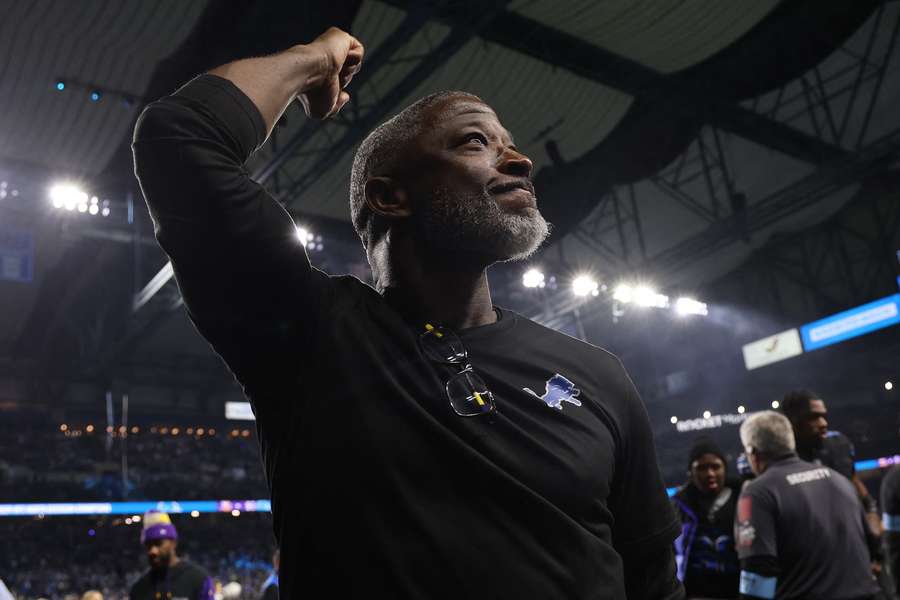 Lions defensive coordinator Aaron Glenn leaving the field after beating the Minnesota Vikings on January 5, 2025