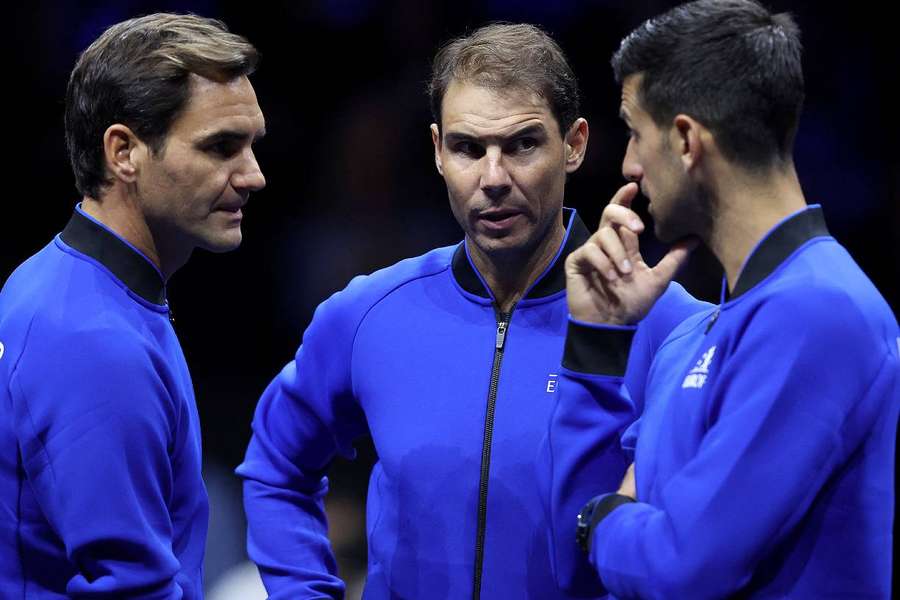 Nadal, Djokovic et Federer, lors de la Laver Cup en 2022. 