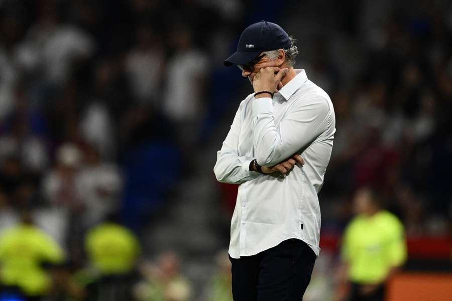 Laurent Blanc tijdens de wedstrijd tegen Paris Saint-Germain