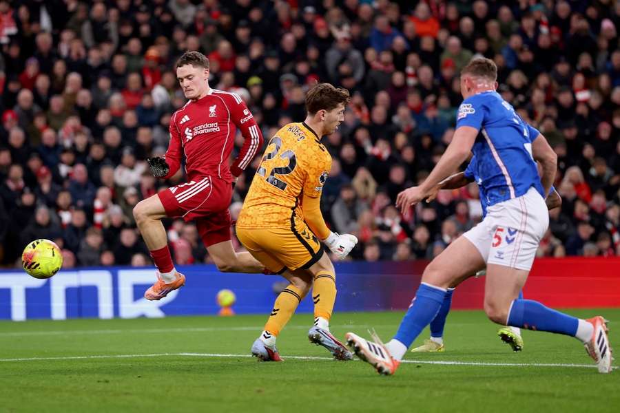 Florian Wirtz war gegen Sunderland kurz vor seinem ersten Treffer für Liverpool. Florian Wirtz war gegen Sunderland kurz vor seinem ersten Treffer für Liverpool.