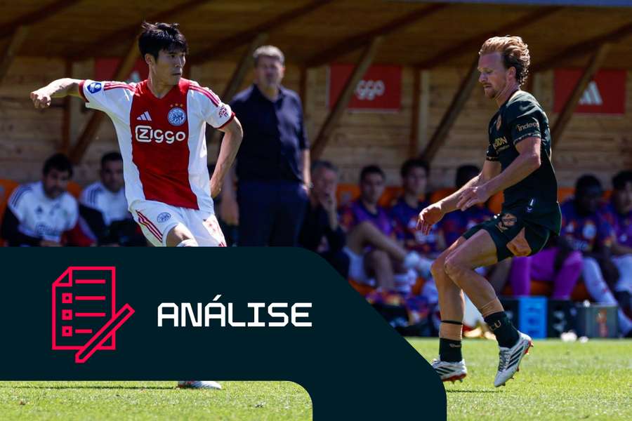 Takehiro Tomiyasu no Ajax, durante o jogo frente ao FC Utrecht Takehiro Tomiyasu no Ajax, durante o jogo frente ao FC Utrecht