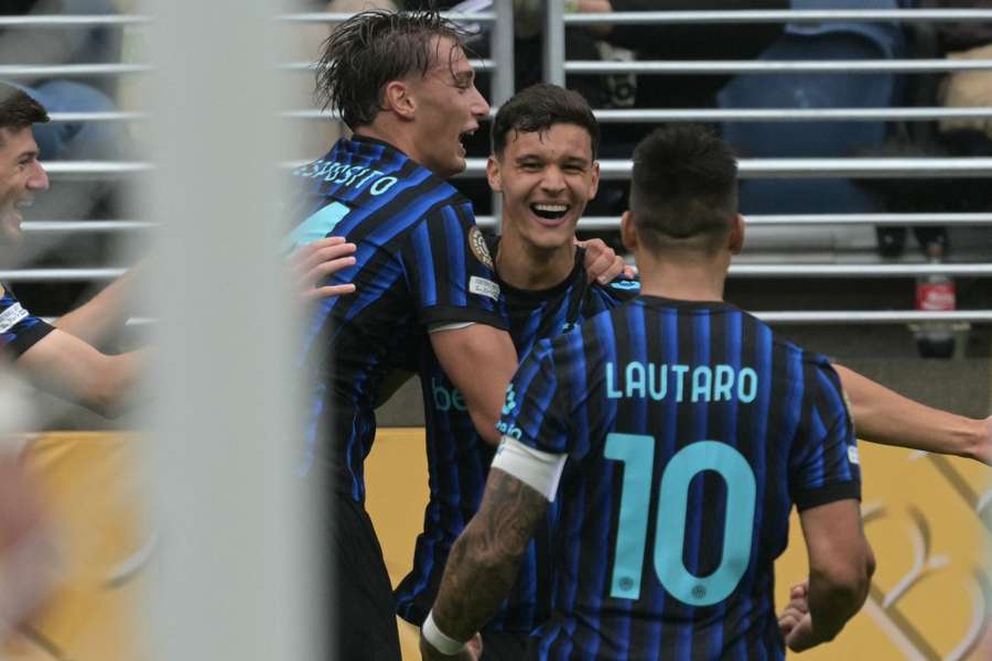 L'esultanza interista dopo il 2-1