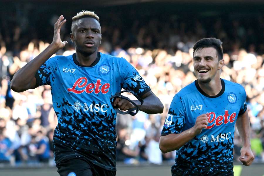 L'attaccante del Napoli, Victor Osimhen, autore di una tripletta contro il Sassuolo