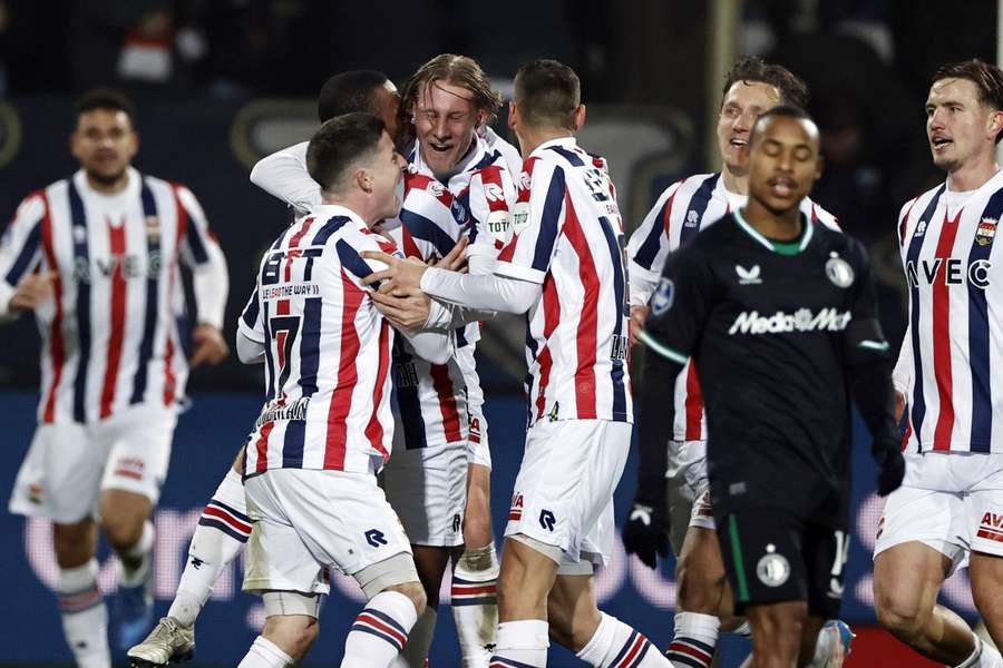 Jesse Bosch of Willem II celebrates his goal against Feyenoord