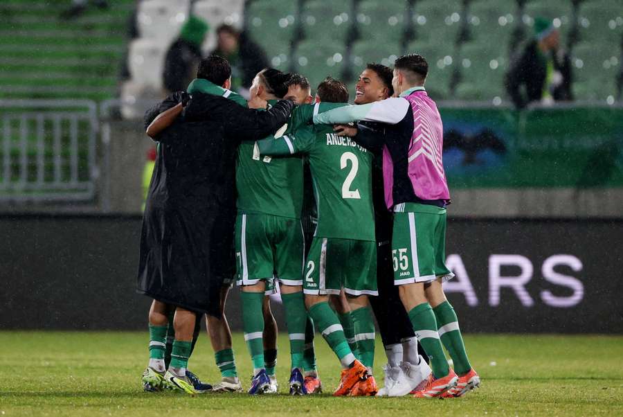 Ludogorets celebrate advancing in the Europa League.