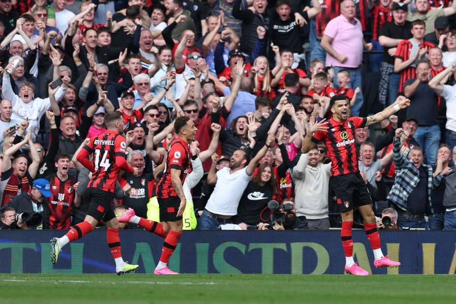 Dominic Solanke celebrates his goal in the capital