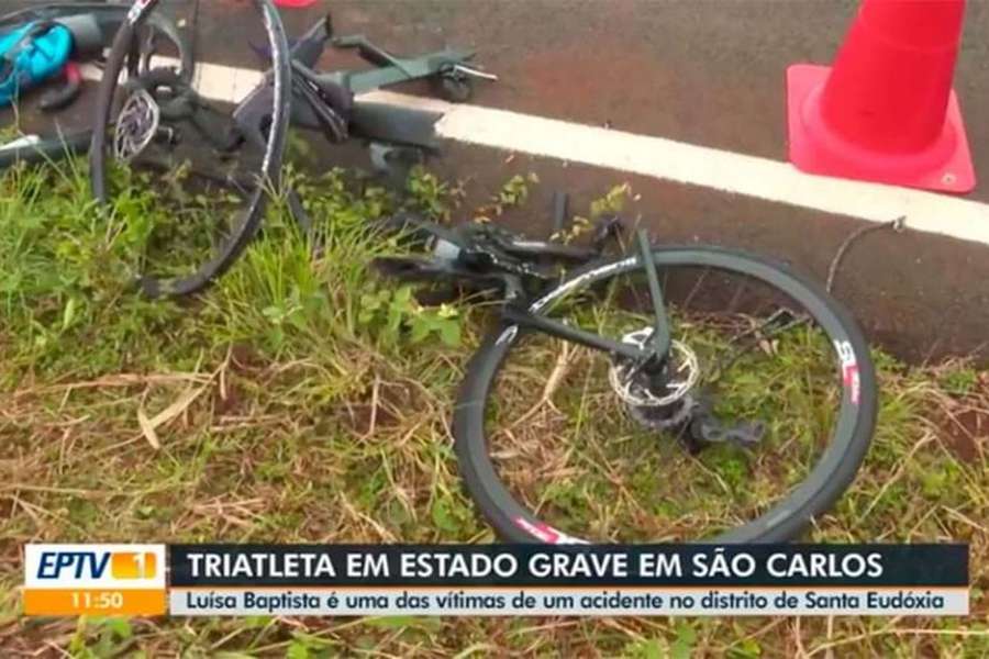 O estado em que ficou a bicicleta de Luísa Baptista