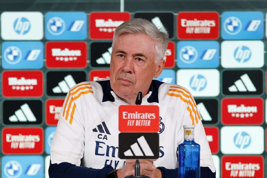 Ancelotti, in sala stampa a Valdebebas