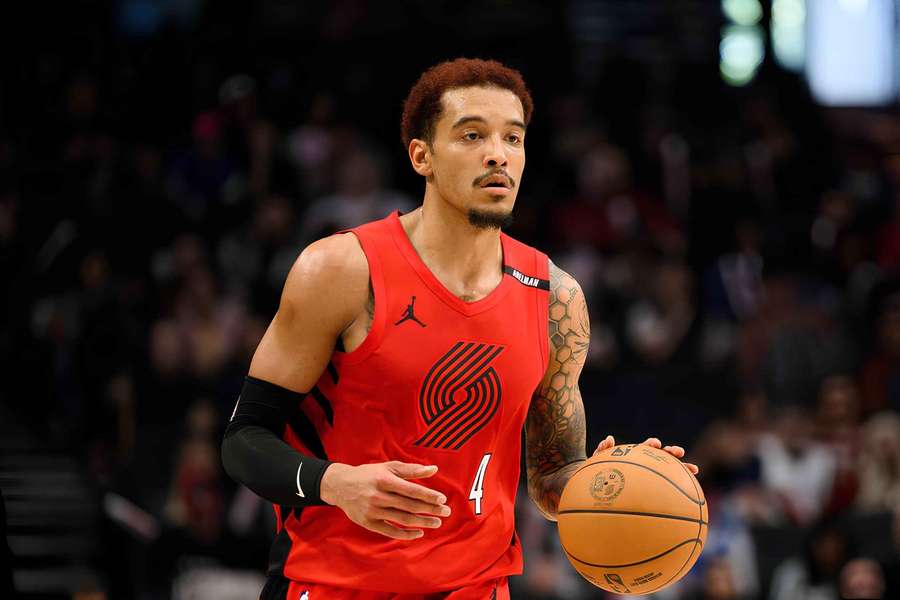 Jeremy Sochan z Portland Trail Blazers podczas przedsezonowego meczu NBA przeciwko drużynie London Lions w poniedziałek, 12 października 2026 r. Jeremy Sochan z Portland Trail Blazers podczas przedsezonowego meczu NBA przeciwko drużynie London Lions w poniedziałek, 12 października 2026 r.