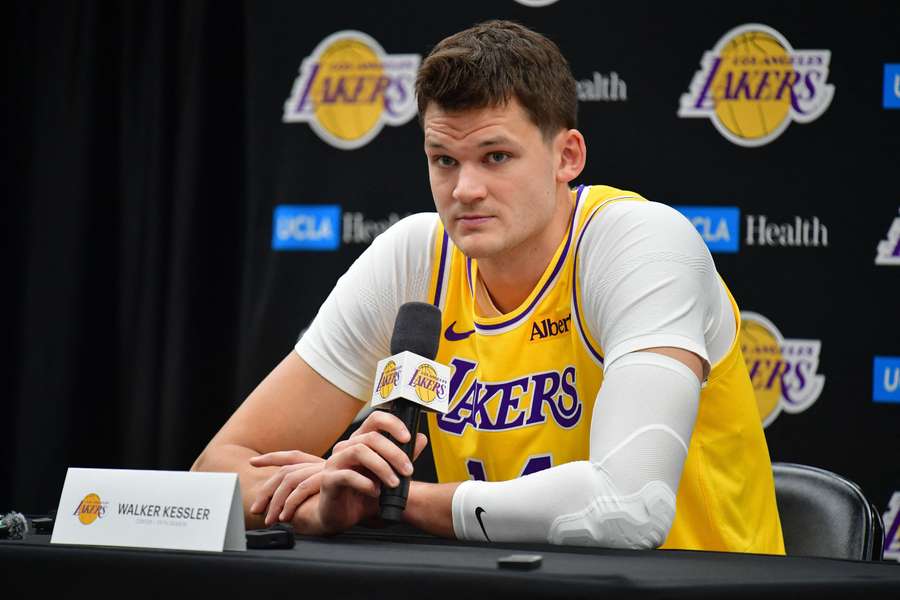 Los Angeles Lakers player Walker Kessler during media day Los Angeles Lakers player Walker Kessler during media day
