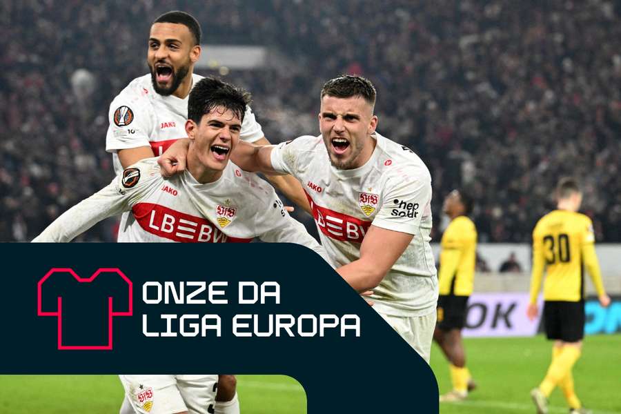 Chema Andrés celebra o seu golo com o Estugarda