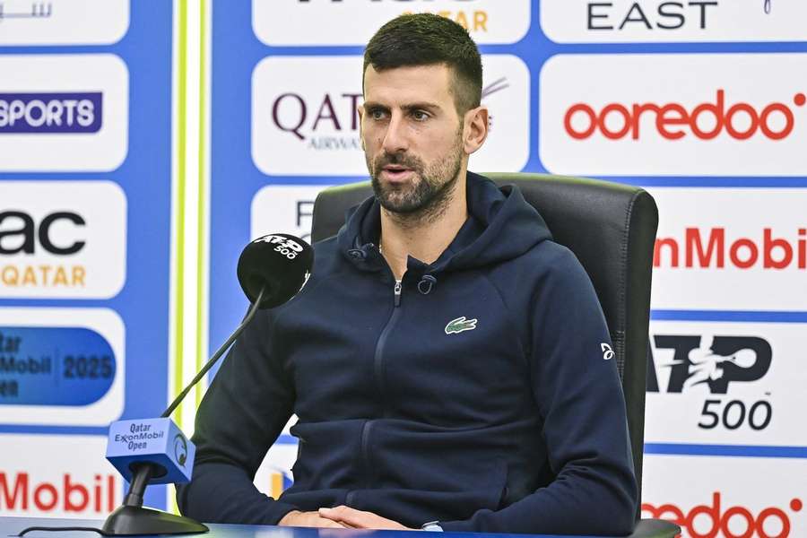 Novak Djokovič na tiskové konferenci.