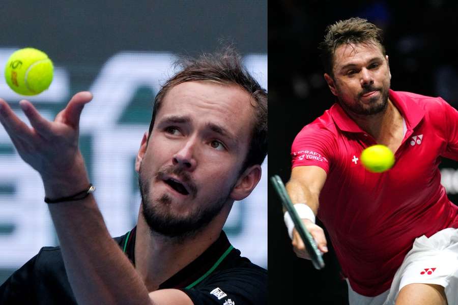 Daniil Medvedev (stânga) și Stan Wawrinka