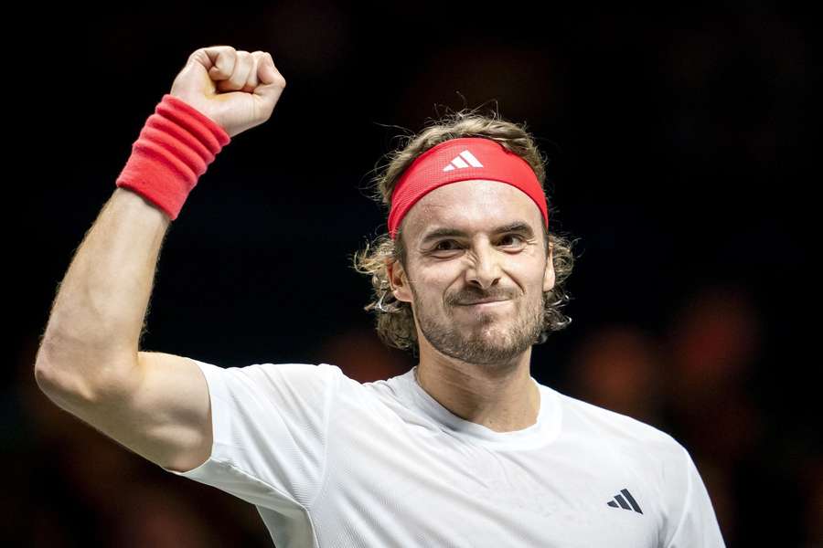 Stefanos Tsitsipas celebrates his win against Tallon Griekspoor