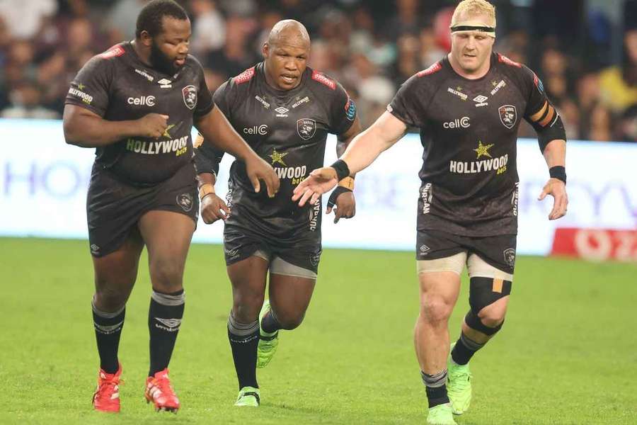 The Sharks' starting front row: Ox Nche, Bongi Mbonambi and Vincent Koch