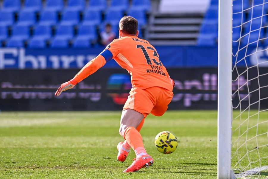 Oblak durante el Rayo-Atleti