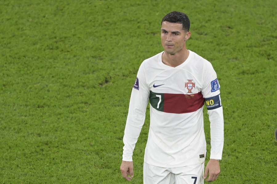 Christiano Ronaldo na de verloren wedstrijd tegen Marokko