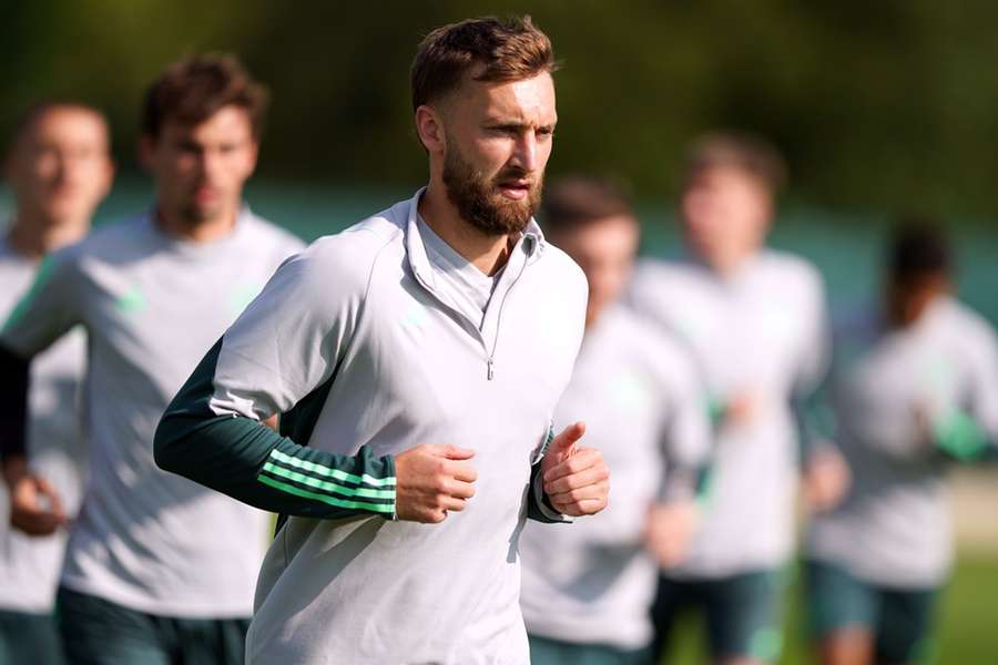Phillips during a Celtic training session