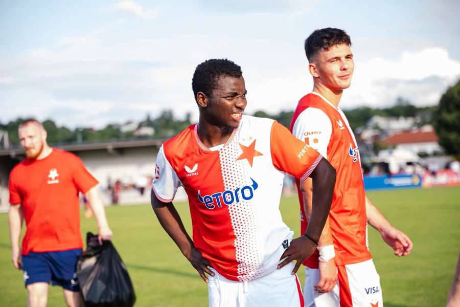 Emmanuel Ayaosi in a Slavia jersey