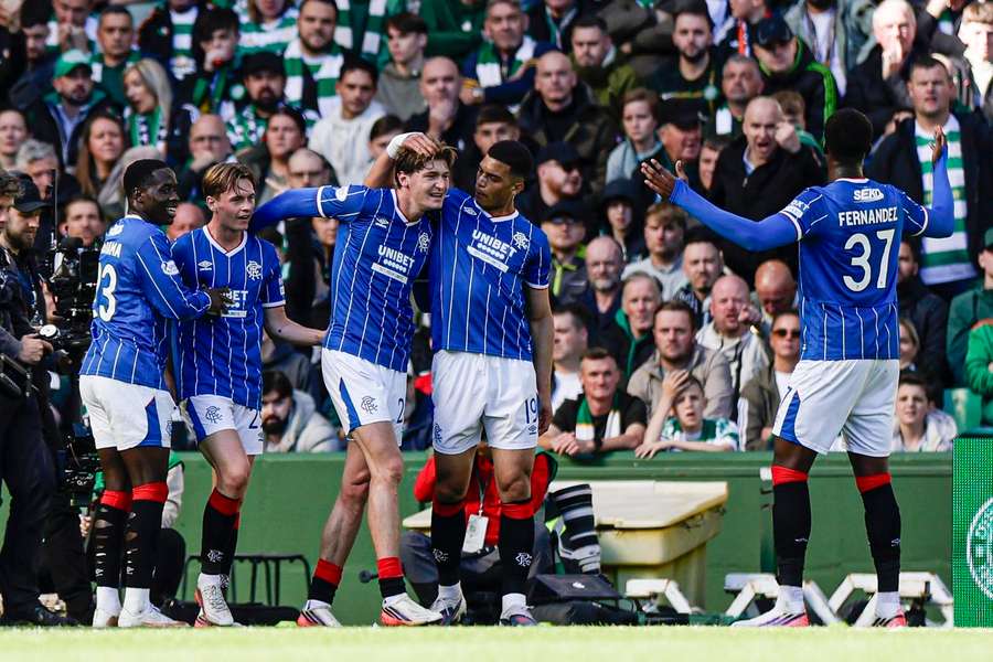 Rangers celebrate their winning game Rangers celebrate their winning game
