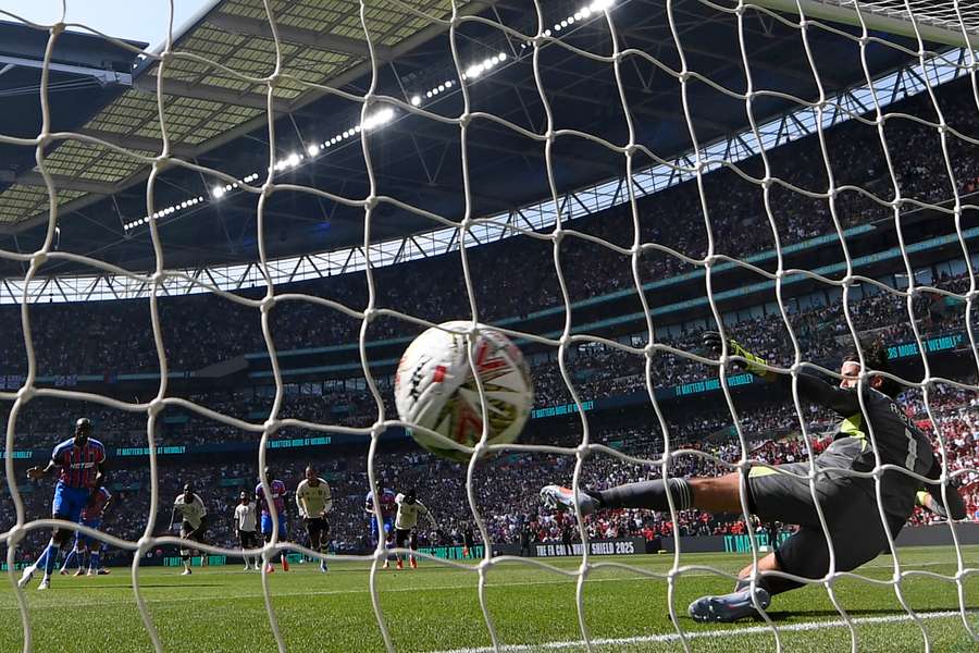 Jean-Philippe Mateta scores Crystal Palace's opening penalty in the shootout win over Liverpool