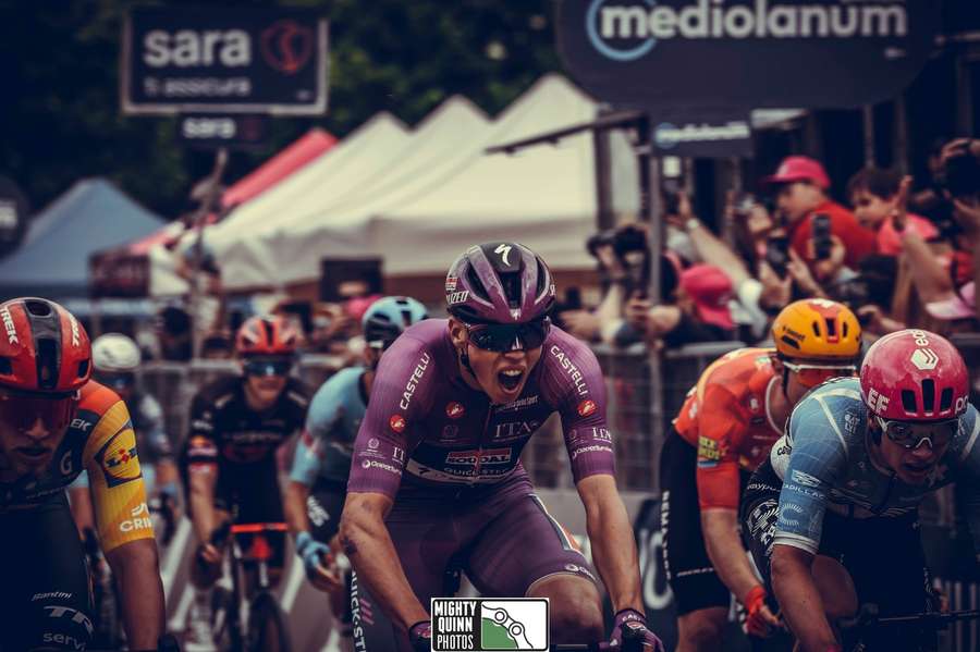 Paul Magnier of Soudal Quick-Step secured his third stage win on the 18th stage of Giro d'Italia Paul Magnier of Soudal Quick-Step secured his third stage win on the 18th stage of Giro d'Italia