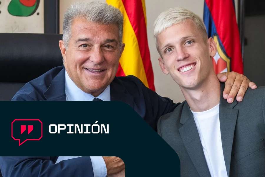 Laporta y Olmo, el día de la presentación del futbolista