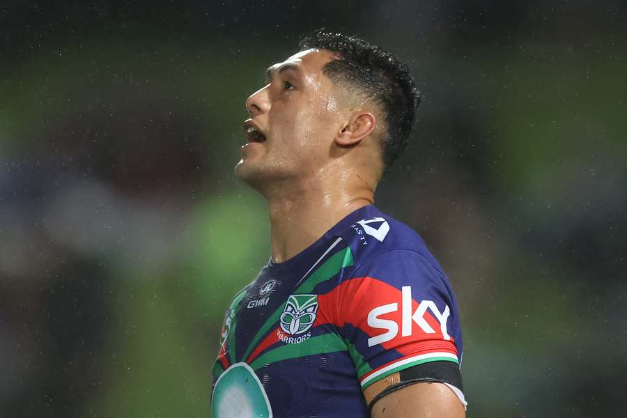 An injured Roger Tuivasa-Sheck leaves Jubilee Oval with injury on Saturday night.