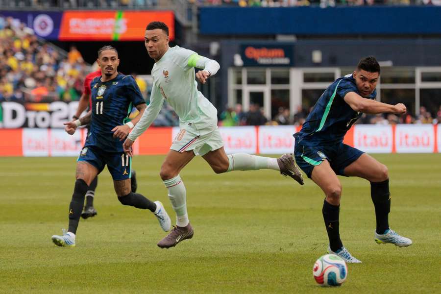 Kylian Mbappé v přátelském utkání proti Brazílii.