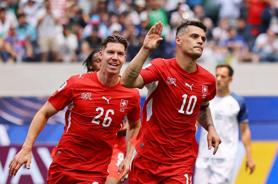 Switzerland's Granit Xhaka celebrates Switzerland's Granit Xhaka celebrates