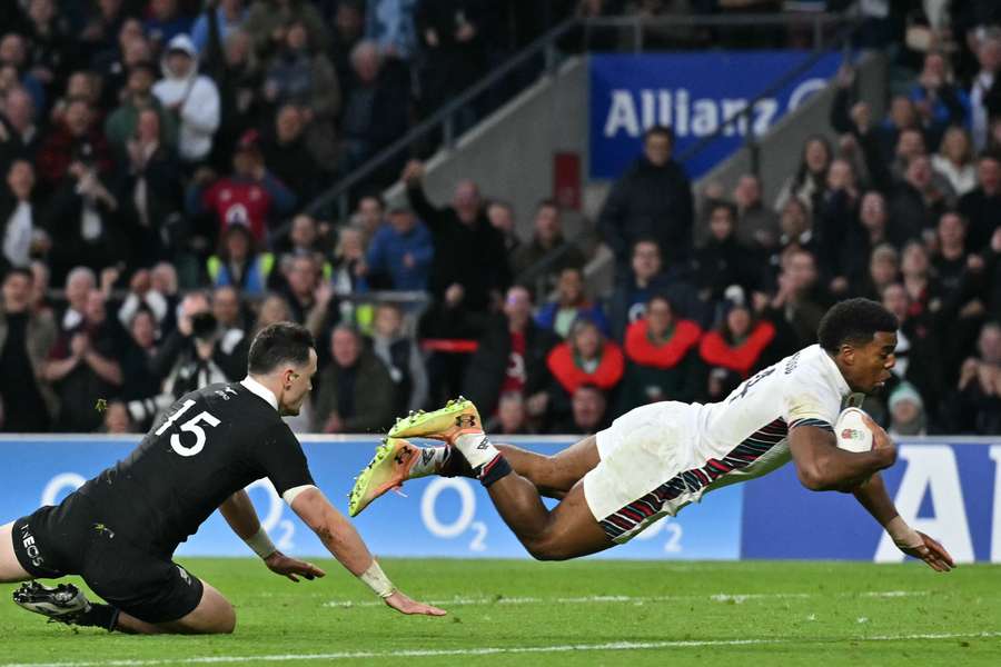 England's Immanuel Feyi-Waboso scored tries in all three of his games against the All Blacks last year. England's Immanuel Feyi-Waboso scored tries in all three of his games against the All Blacks last year.