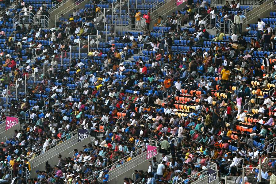 A small crowd watches the Cricket World Cup opener