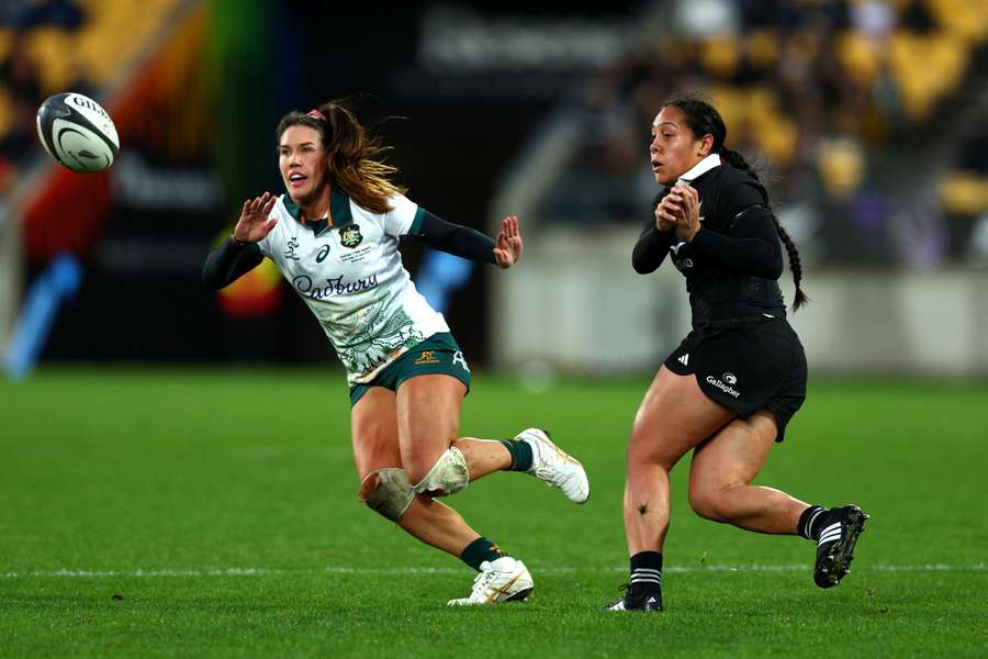 Charlotte Caslick in action for the Wallaroos against New Zealand last month.