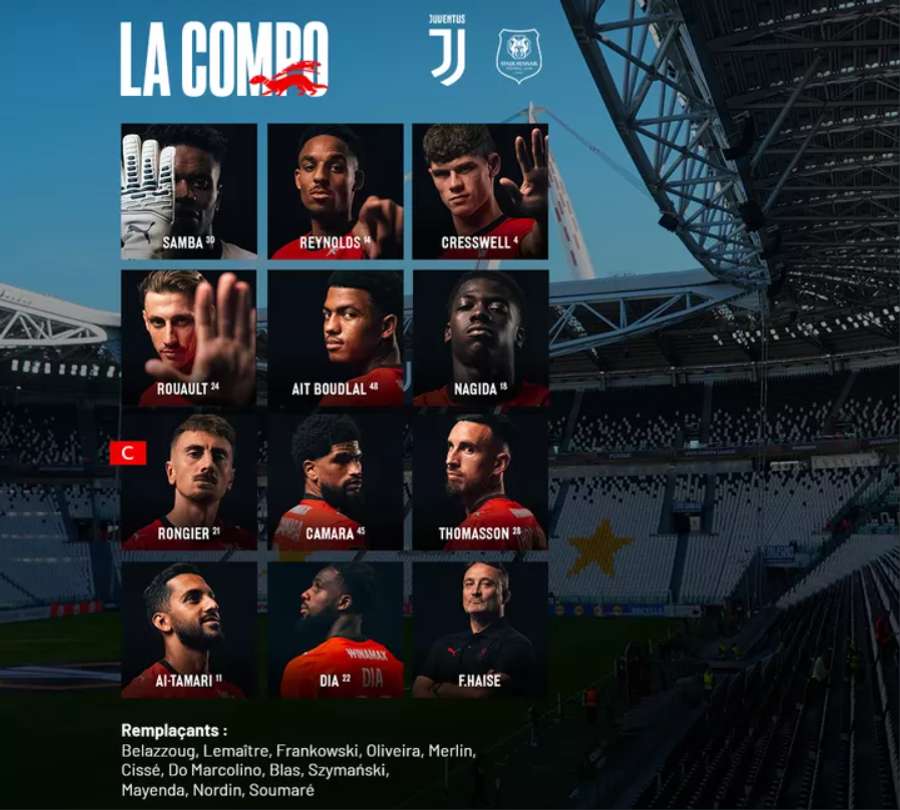 La compo' rennaise face à la Juventus. La compo' rennaise face à la Juventus.
