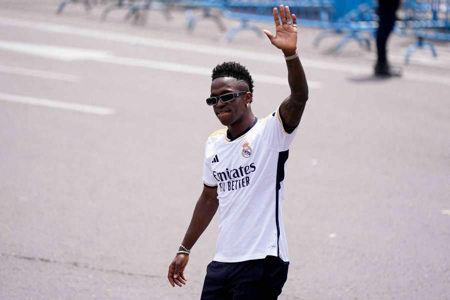 Vinicius Jr waves to fans 