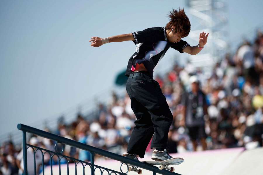 Skater Yuto Horigome in action on Monday