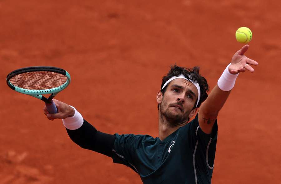 Italy's Lorenzo Musetti in action during his second-round match against Colombia's Daniel Elahi Galan